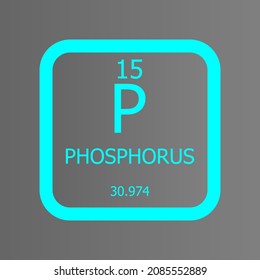 Phosphorus P Chemical Element vector illustration diagram, with atomic number and mass. Simple flat dark gradient design for education, lab, science class.