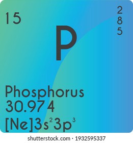 Phosphorus P Non reactive metal Chemical Element vector illustration diagram, with atomic number, mass and electron configuration. Simple gradient design for education, lab, science class.
