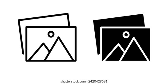 Photo Absence Line Icon. Missing Image Placeholder Icon in Black and White Color.