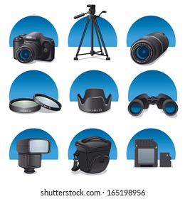 photo accessories icon set