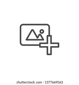 Photo, add vector icon. Multimedia minimalist outline vector icon.