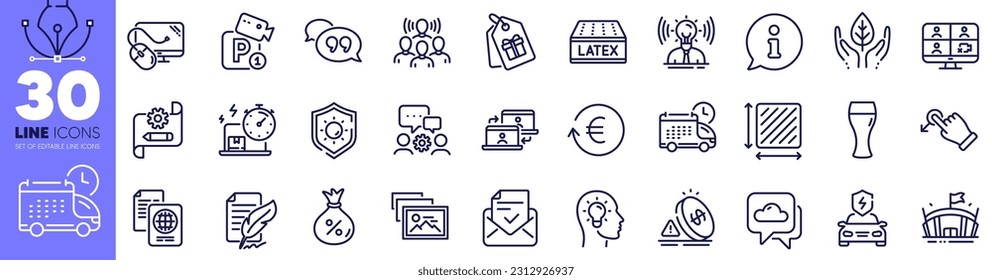 Photo album, Brand and Engineering team line icons pack. Delivery, Drag drop, Car charging web icon. Outsource work, Computer mouse, Fair trade pictogram. Beer glass, Delivery online. Vector