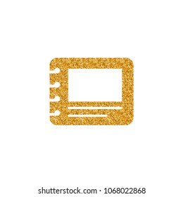 Photo album  icon in gold glitter texture. Sparkle luxury style vector illustration.