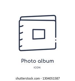 photo album icon from user interface outline collection. Thin line photo album icon isolated on white background.