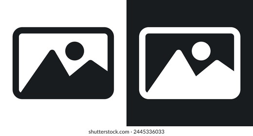 Photo Album and Picture Icons. Image Gallery and Photograph Placeholder Symbols.