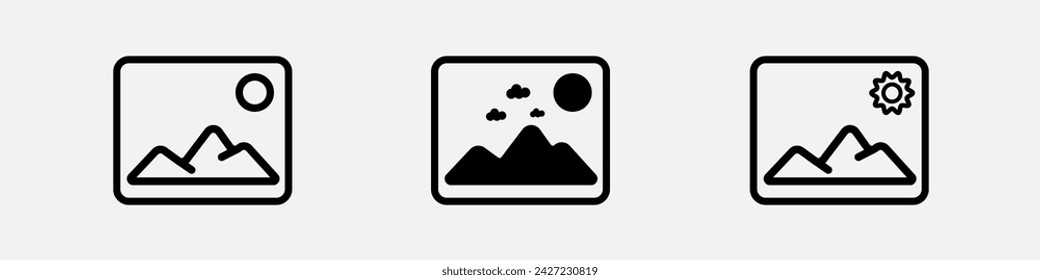 Photo album. Picture symbol icon set	
