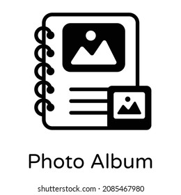 Photo album in solid style icon, editable vector