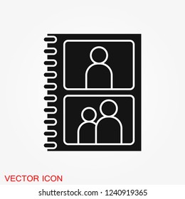 Photo album vector icon on white background.