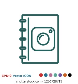 Photo album vector icon on white background.