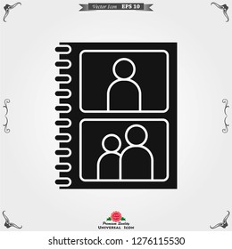 Photo album vector icon on white background.