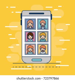 photo application in device tech mobile on colorful decorative background vector illustration