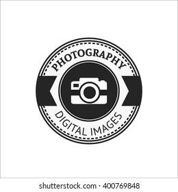 Photo badge outline vector illustration. Photo logo  icon  isolated. Photo logo symbol. Photography badge for sport design. Photo concept photography logo isolated background. Photo badge vector
