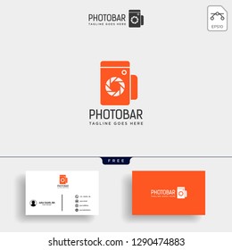 photo bar, camera and bar or wine creative logo template