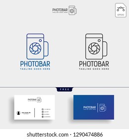 photo bar, camera and bar or wine creative logo template