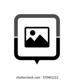 Photo - black vector icon; map pointer;  message bubble