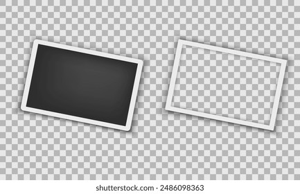 Photo blank with a shadow on a transparent background. Vintage Card Set. Vector Illustratios.