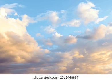 Photo of a Blue Sky with White Clouds. Light shade of blue sky vector with mesh effect. vector background.