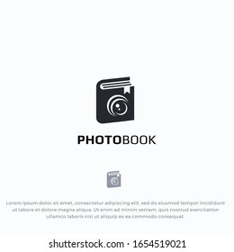 Photo book with bookmark. Photographer Logo Template. Vector Design Label 