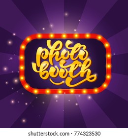 Photo Booth banner with lights. Vector illustration.