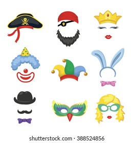 Photo booth Birthday and Party Set - glasses, hats, crowns, masks, lips, mustaches and clown