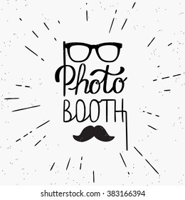 Photo booth hand written design in hipster style. Hand drawn lettering on white background
