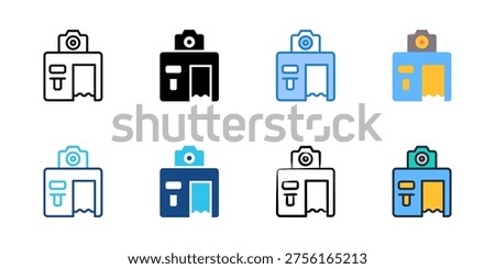 Photo booth icons set multiple style collection. Editable stroke 
