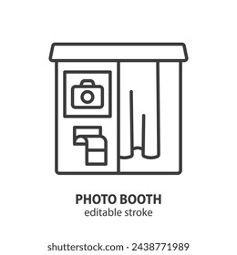 Photo booth line icon. Retro photo kiosk vector illustration. Editable stroke.