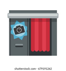 Photo booth on white background, flat style vector illustration.