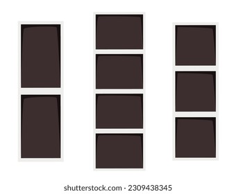 Photo booth picture frame snapshot border album isolated set. Vector graphic design illustration
