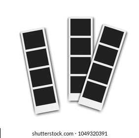 Photo Booth Pistures Isolated On White Background. Retro Photoframe With Shadow, Realistic Vector Illustration