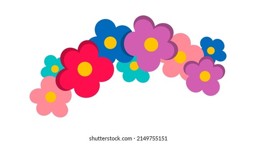 Photo Booth Prop hoop of flowers. Vector illustration