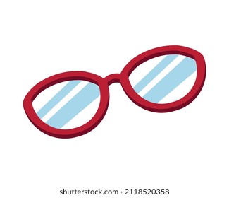 Accesorio de accesorios de cabina de fotos con gafas rojas planas en ilustración vectorial de fondo blanco