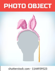 Photo booth Props. Birthday and Party Accessories. Can used for wedding and dates. rabbit ears. Hare ears on the rim. Masquerade costume headdress. Carnival or Halloween mask. 