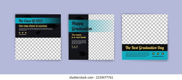 Photo booth props frame for graduation party. Selfie concept. Frame with hats for graduates. Congratulate graduate quotes.