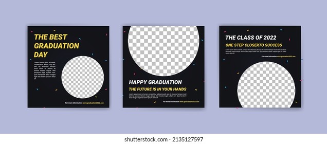 Photo booth props frame for graduation party. Selfie concept. Frame with hats for graduates. Congratulate graduate quotes.