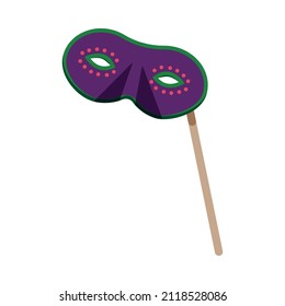 Photo booth props masquerade color mask on stick flat icon vector illustration