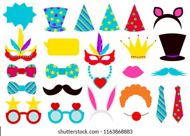  photo booth props for Party Birthday . Vector illustration