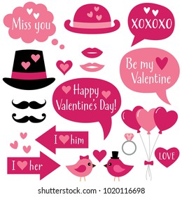 Photo booth props and speech bubbles for Valentines Day