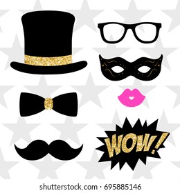 photo booth props vector illustration