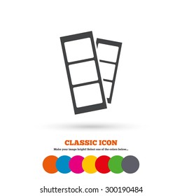 Photo Booth Strips Sign Icon. Photo Frame Template Symbol. Classic Flat Icon. Colored Circles. Vector