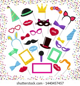 Photo Booth Vector Mask Glasses Costume Stock Vector (Royalty Free ...