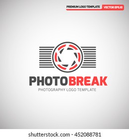 Photo Break Logo Template. Camera logo Concept. For Photo Studio, Photo company, App icon and Camera Shop. Vector Eps.10