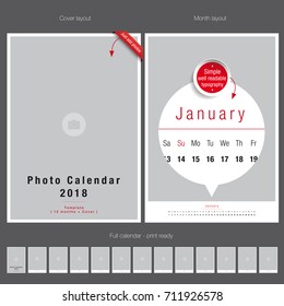 Photo Calendar template mockup vector 2018