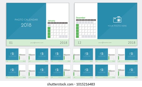 Photo calendar for year 2018 in vector colored design