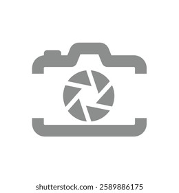 Photo camera with aperture. Simple photography symbol vector icon.