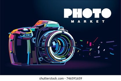Photo camera  Banner in digital painting