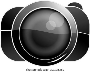 Photo camera black in vector