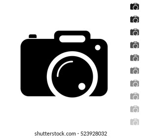 Photo camera - black vector icon and ten icons  in shades of grey