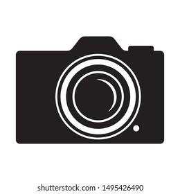 photo camera, black vector illustration