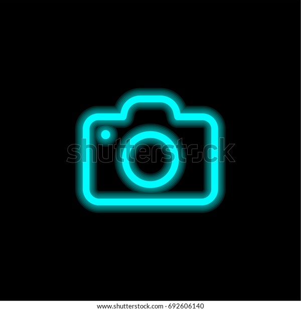 Photo Camera Blue Glowing Neon Ui Stock Vector Royalty Free